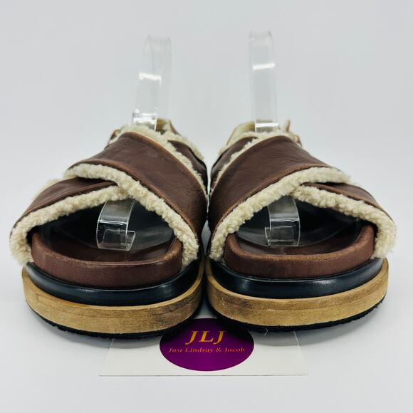 Alohas Women's Marshmallow Leather Fuzzy Shearling Sandals Size 38 EU/ 7-7.5 US - Picture 3 of 13